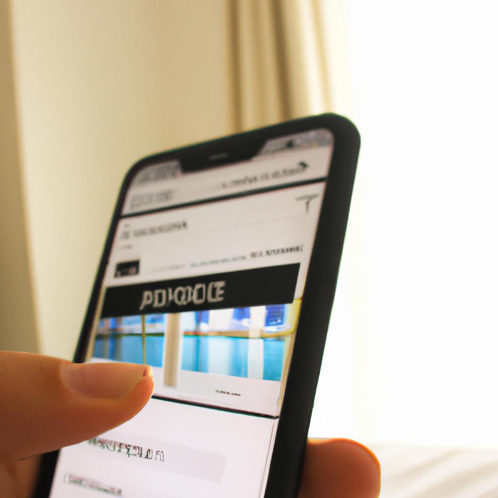 Person booking hotel on smartphone